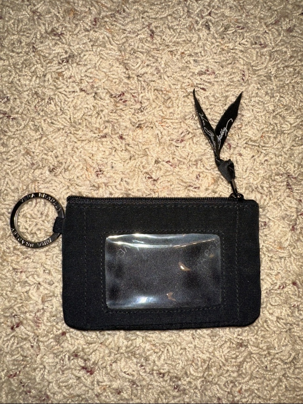 Vera Bradley Black ID Card Wallet with Key Ring